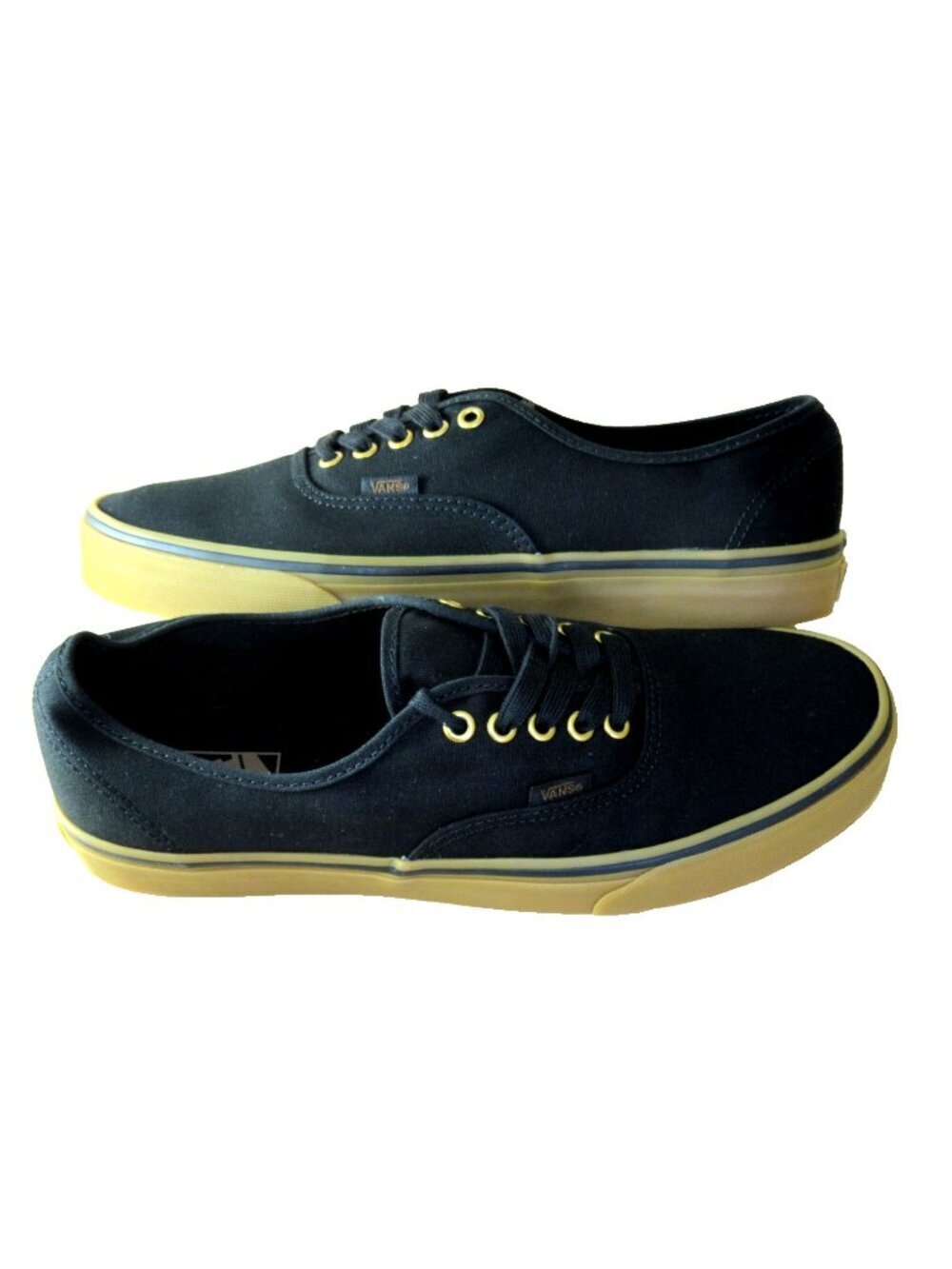 Vans Women's Authentic Black Rubber Canvas Gum Bottom Skate Boat shoes Size 7